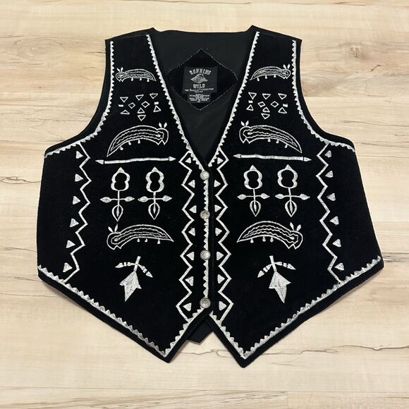 Medium Jackets & Blazers - Running Wild Stampede Collection Women M Vest Southwest Leather Suede Black